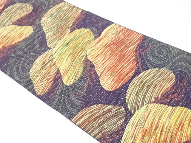 流水に笠松模様織り出し　名古屋帯